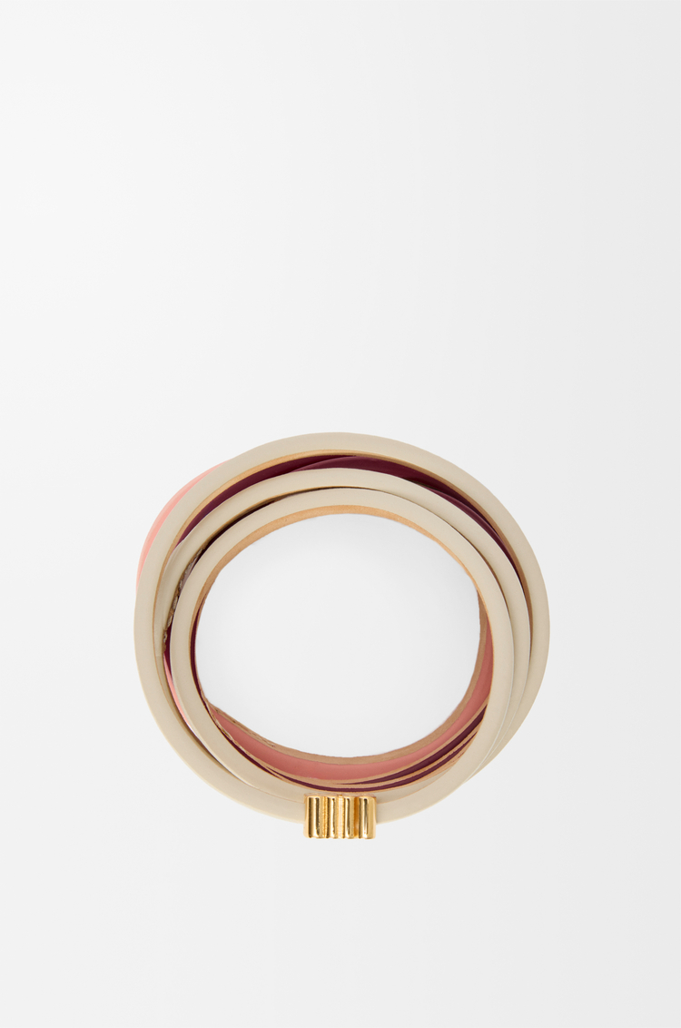 LOEWE Twist double bracelet in calfskin Light Ghost/Burgundy