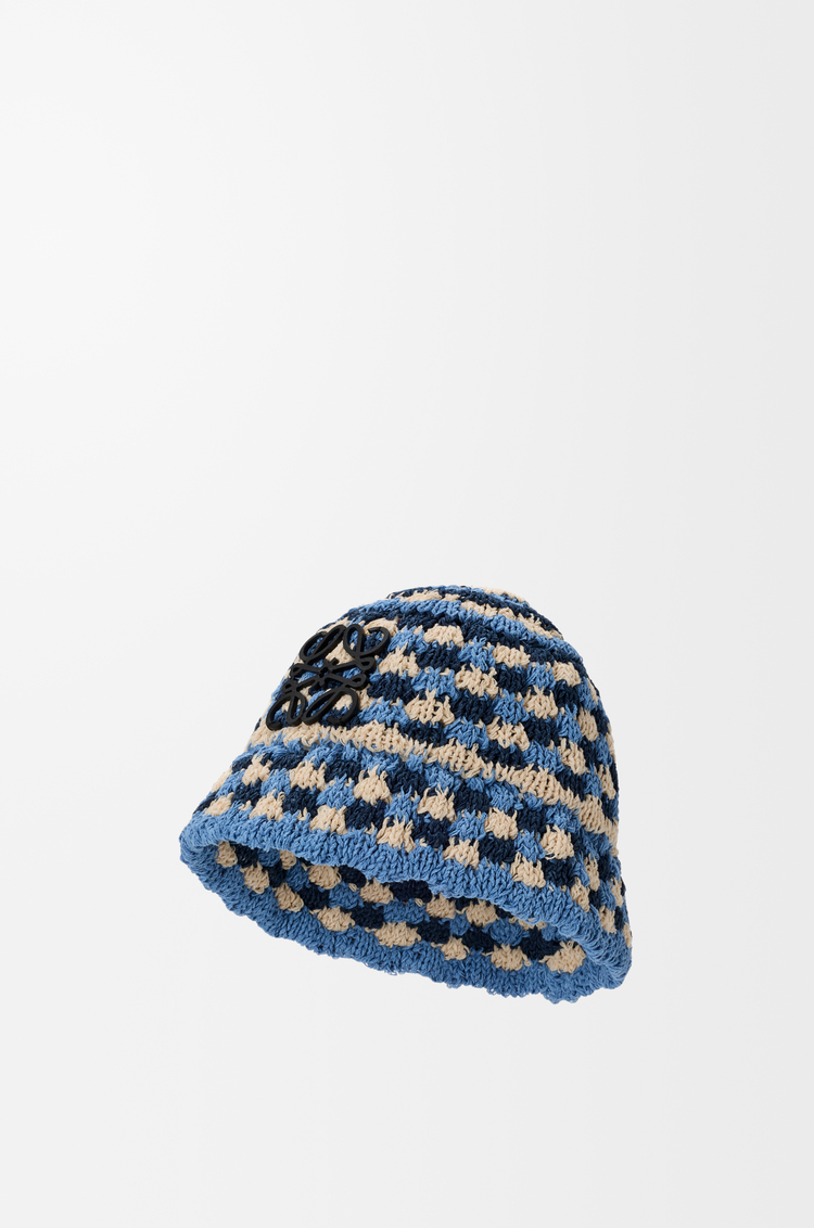 LOEWE Bob Patch en crochet de raphia et cuir de veau Plâtre/Noir