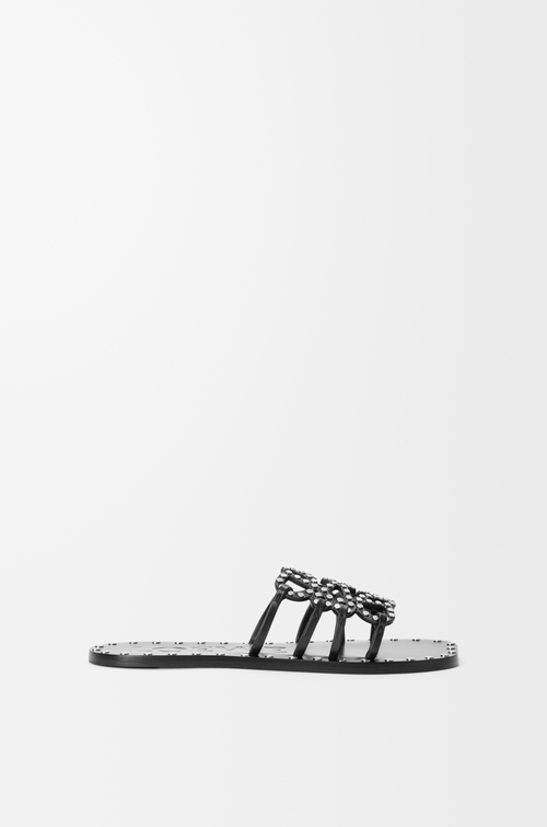 LOEWE Slide Petal Anagram in pelle di vitello al vegetale con borchie Nero