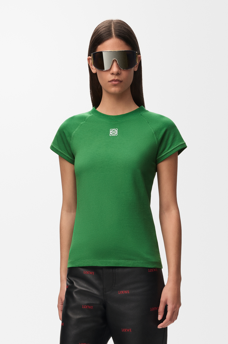 LOEWE Camiseta de corte pequeño en mezcla de algodón Verde