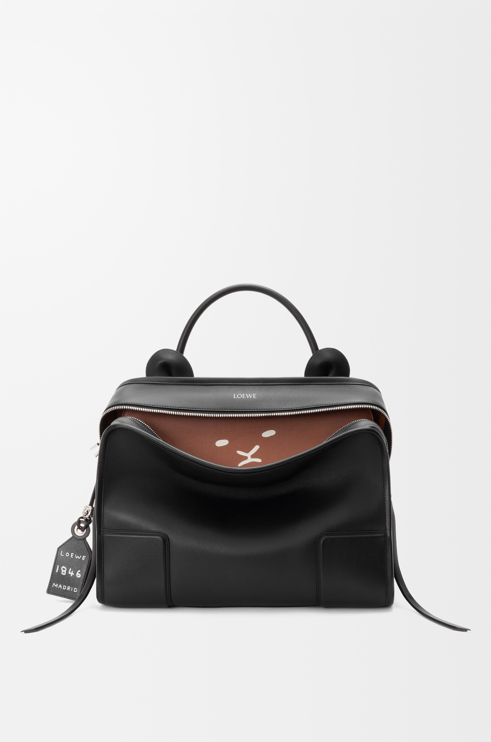 LOEWE Large Lion Intarsio Amazona 180 bag in calfskin Black