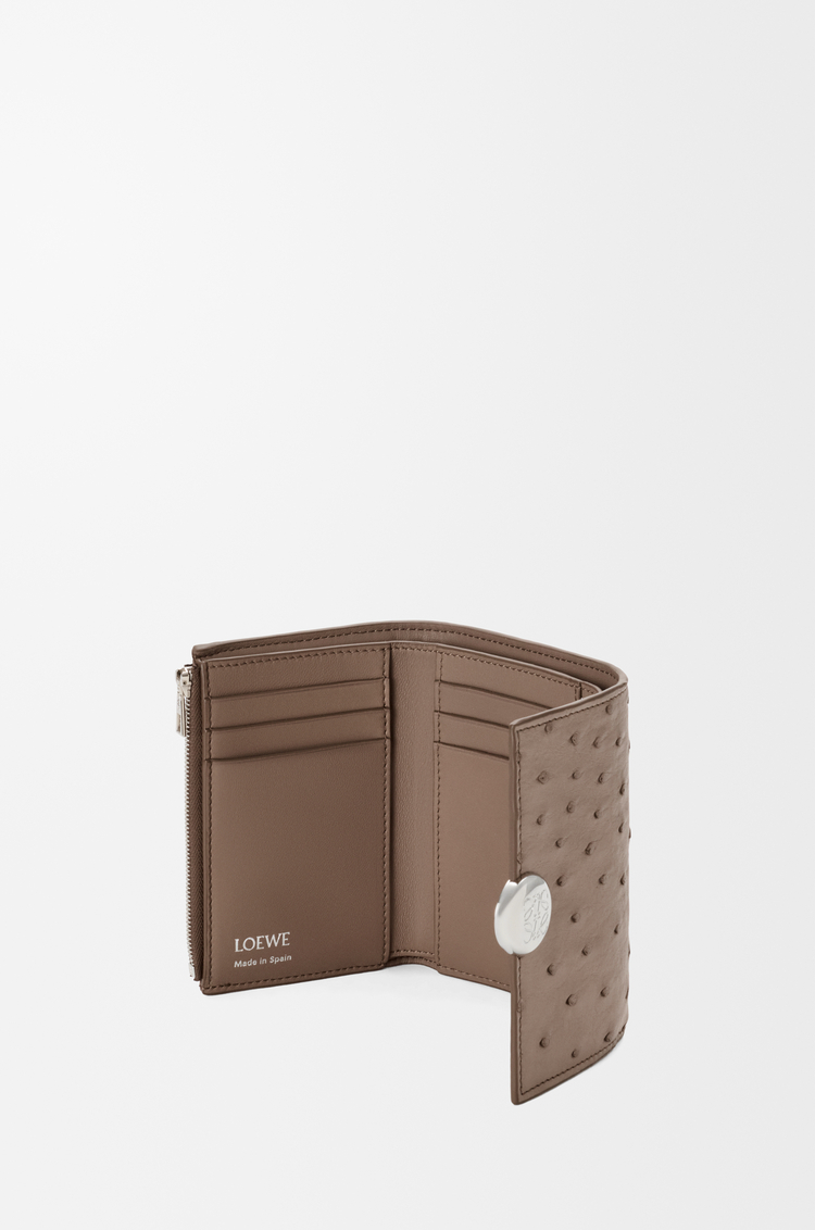 LOEWE Portafoglio verticale piccolo Pebble in struzzo Grigio Talpa Scuro