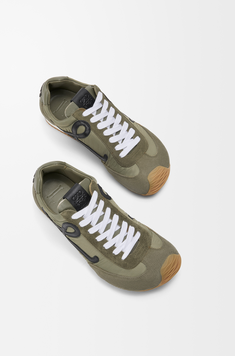 LOEWE Ballet Runner 2.0 in nylon and suede Light Khaki/Black/White