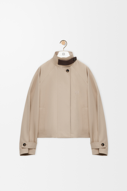 LOEWE Parka corta en algodón y seda Beige