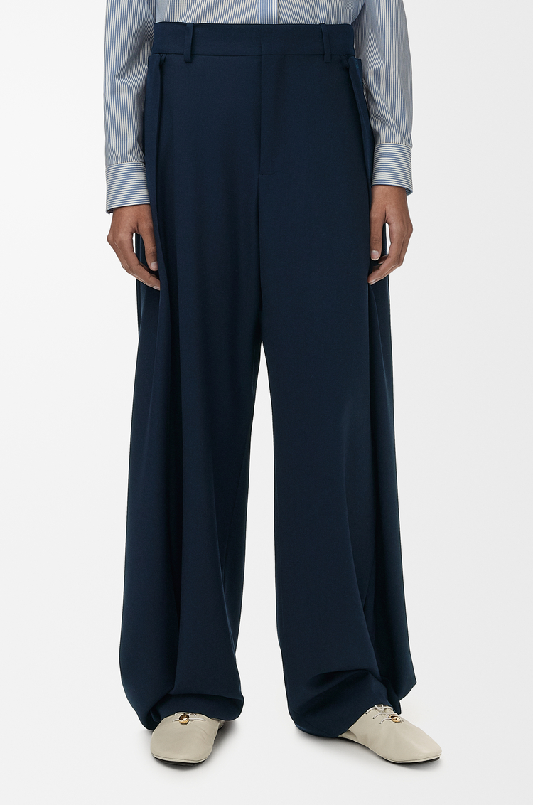 LOEWE Trousers in wool and cotton Navy Blue