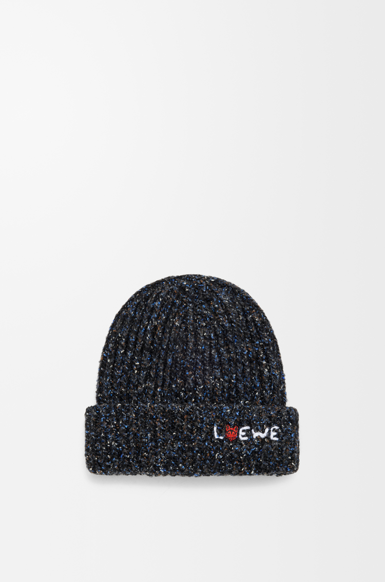 LOEWE Berretto in misto lana, seta e alpaca Nero Melange