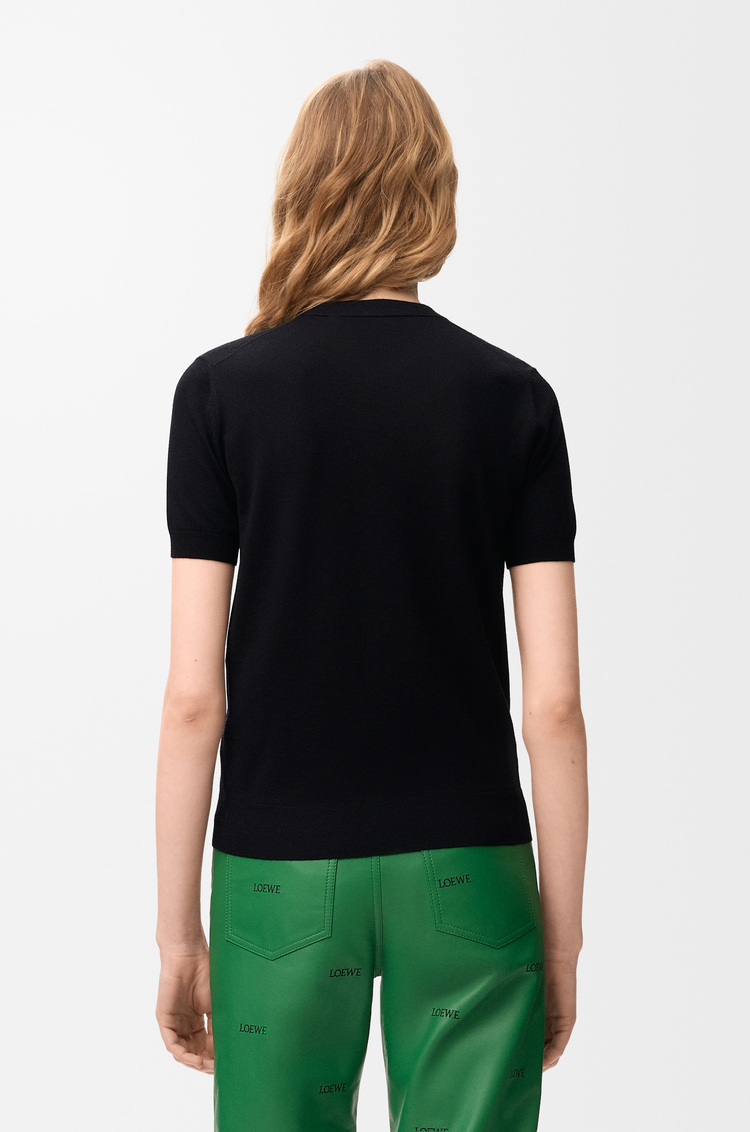 LOEWE Top aus Merinowolle Schwarz/Marineblau