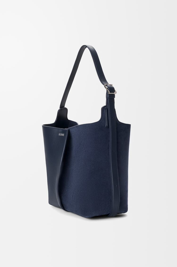 LOEWE Medium Bilbao bucket in soft calfskin and suede Deep Navy