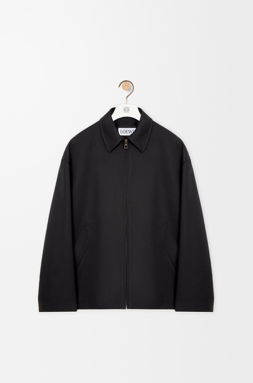 LOEWE Drapierte Jacke aus Baumwolle und Seide Schwarz