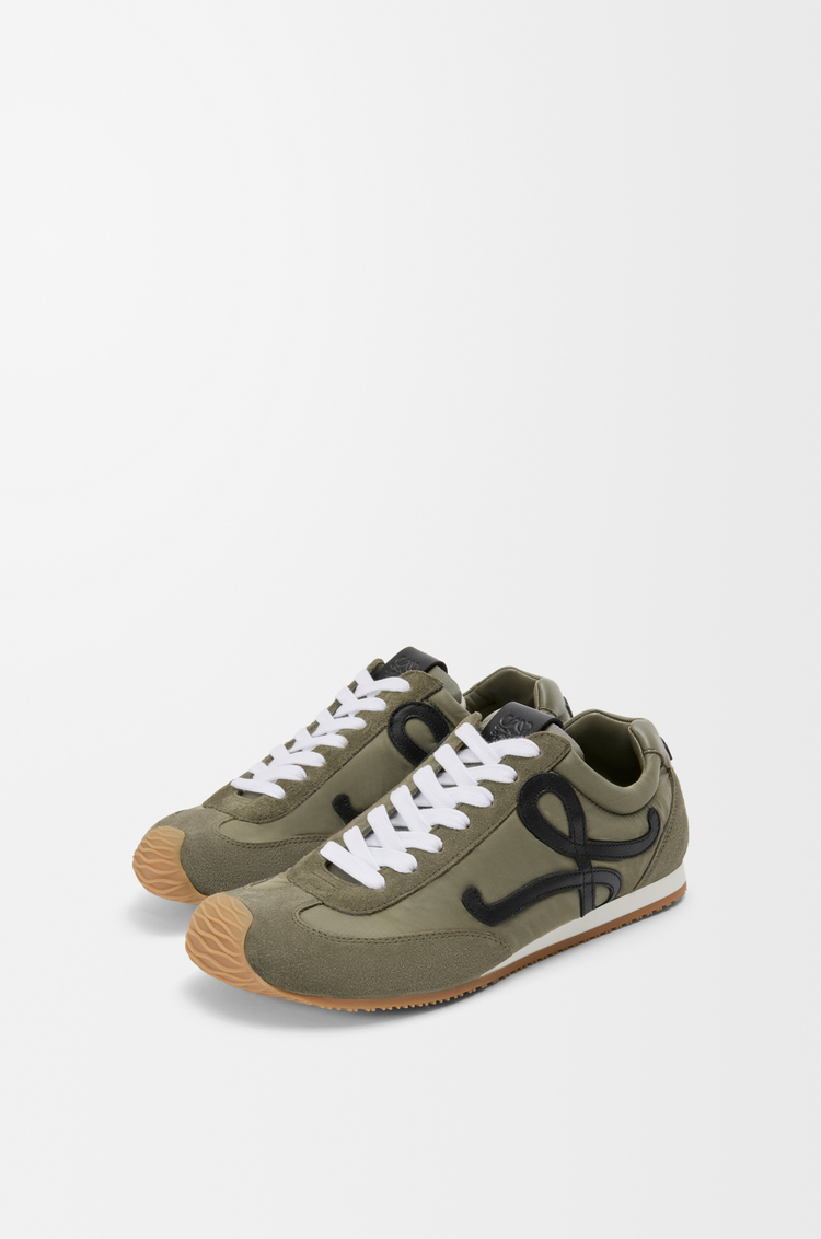 LOEWE Ballet Runner 2.0 in nylon and suede Light Khaki/Black/White