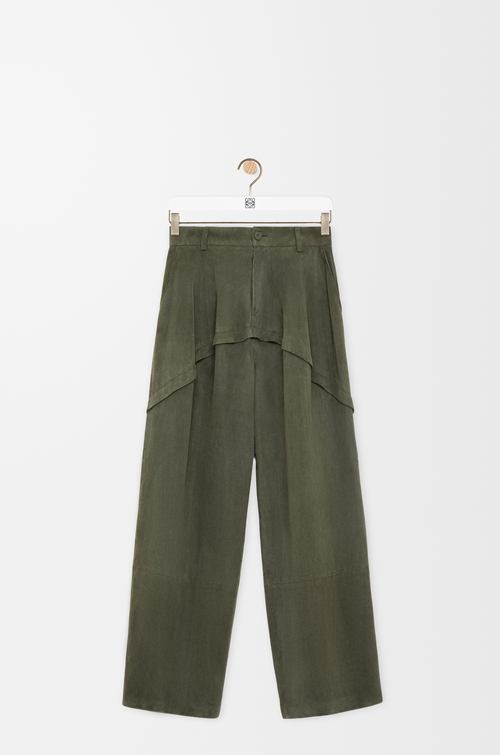 LOEWE Pantaloni in pelle scamosciata Verde Kaki