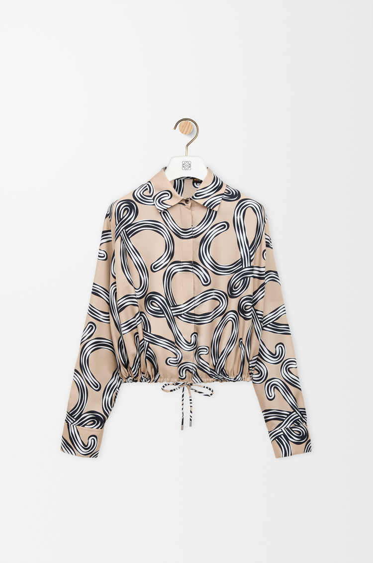 LOEWE Balloon shirt in silk Beige/Black