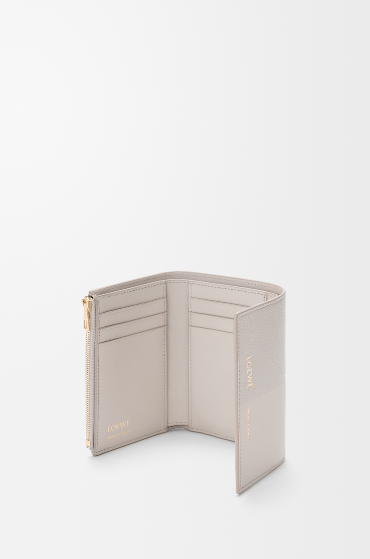 LOEWE Small vertical wallet in smooth and grained calfskin Light Ghost Grey