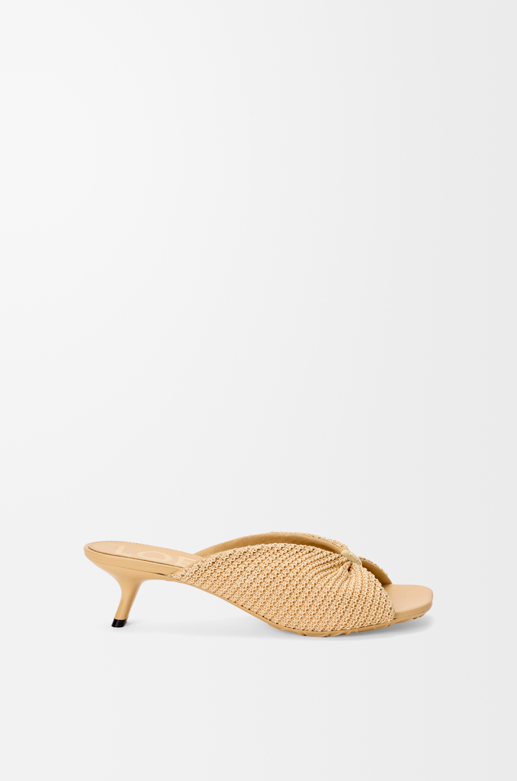 LOEWE Mules Pebble Soft en textile effet raphia Naturel