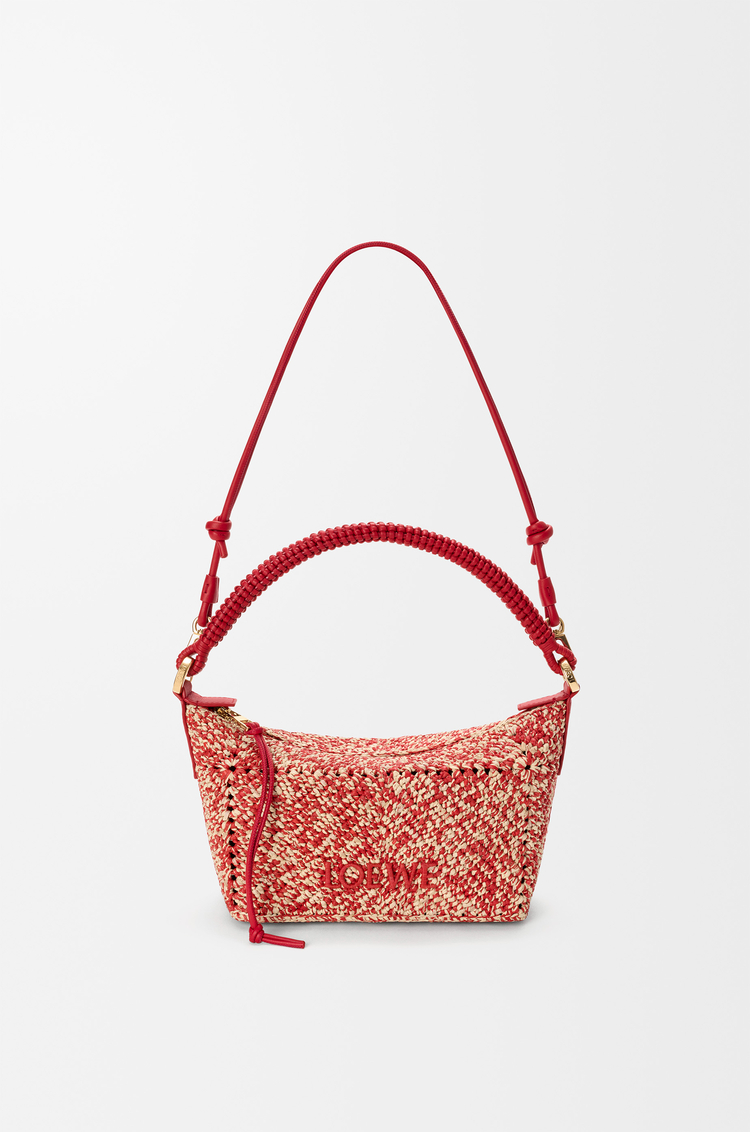 LOEWE Minibolso Cala en rafia jaspeada Rojo