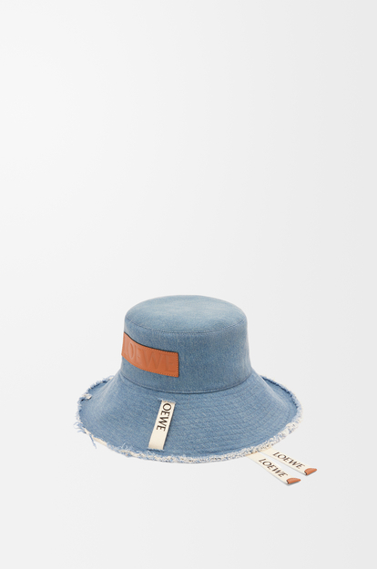 LOEWE Frayed fisherman hat in denim and calfskin Blue Denim