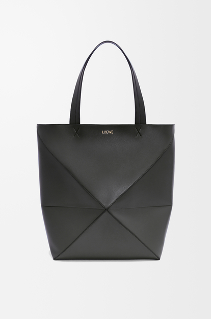 LOEWE XL Puzzle Fold tote in shiny calfskin Black