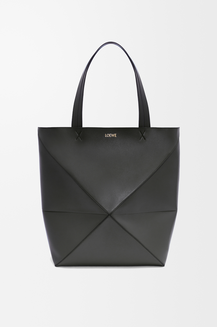LOEWE Puzzle Fold tote XL en cuir de veau brillant Noir