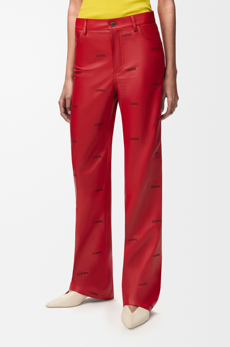 LOEWE Pantalón en piel napa de cordero Rojo