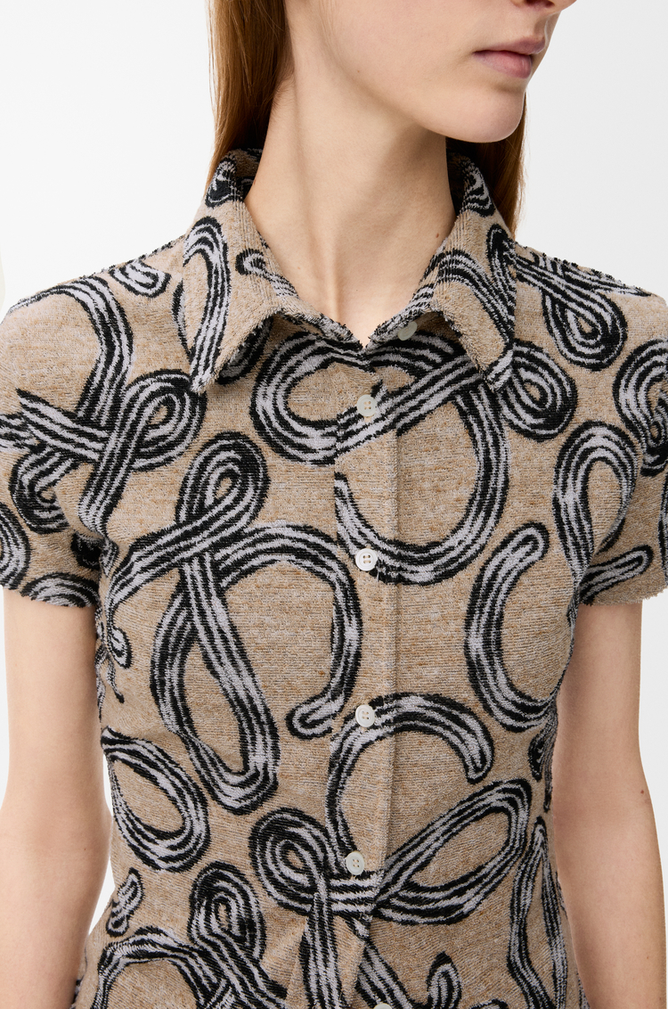 LOEWE Top in cotton terry blend Beige/Black