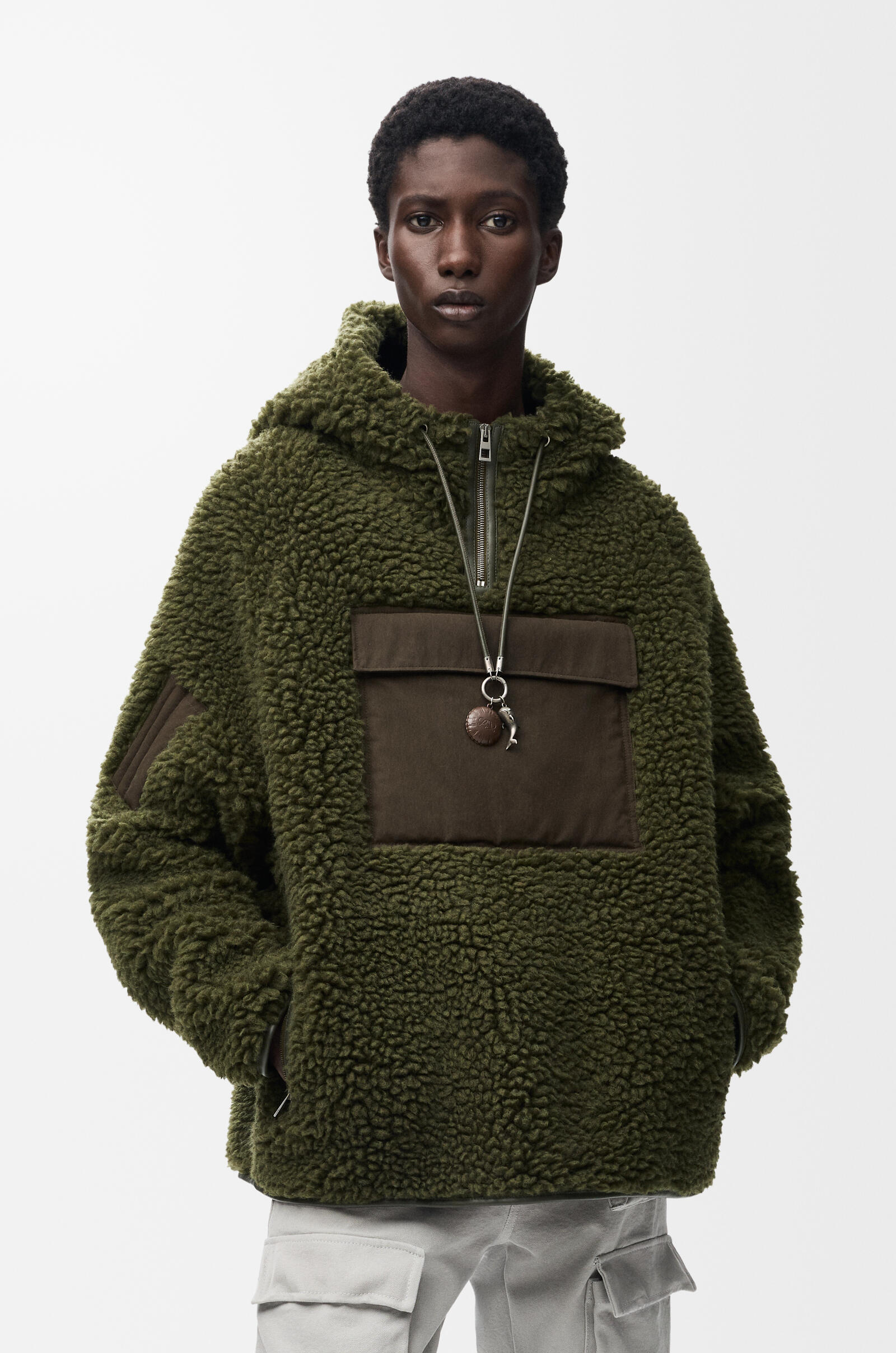 LOEWE Anorak in wool blend Khaki Green