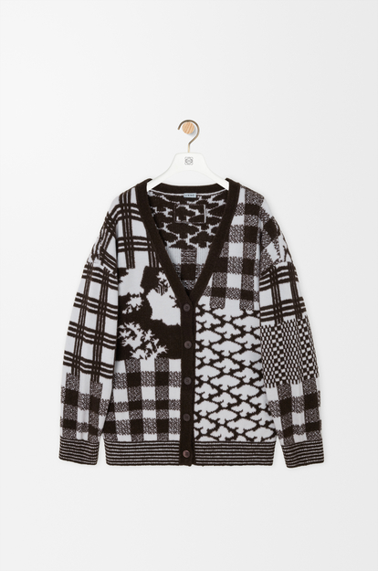 LOEWE Cardigan in wool Ecru/Brown