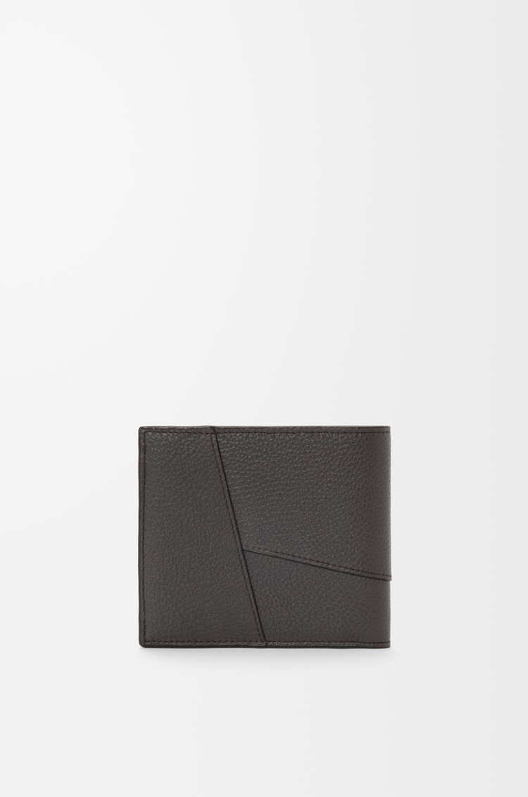 LOEWE Puzzle bifold wallet in supple grained calfskin Dark Grey