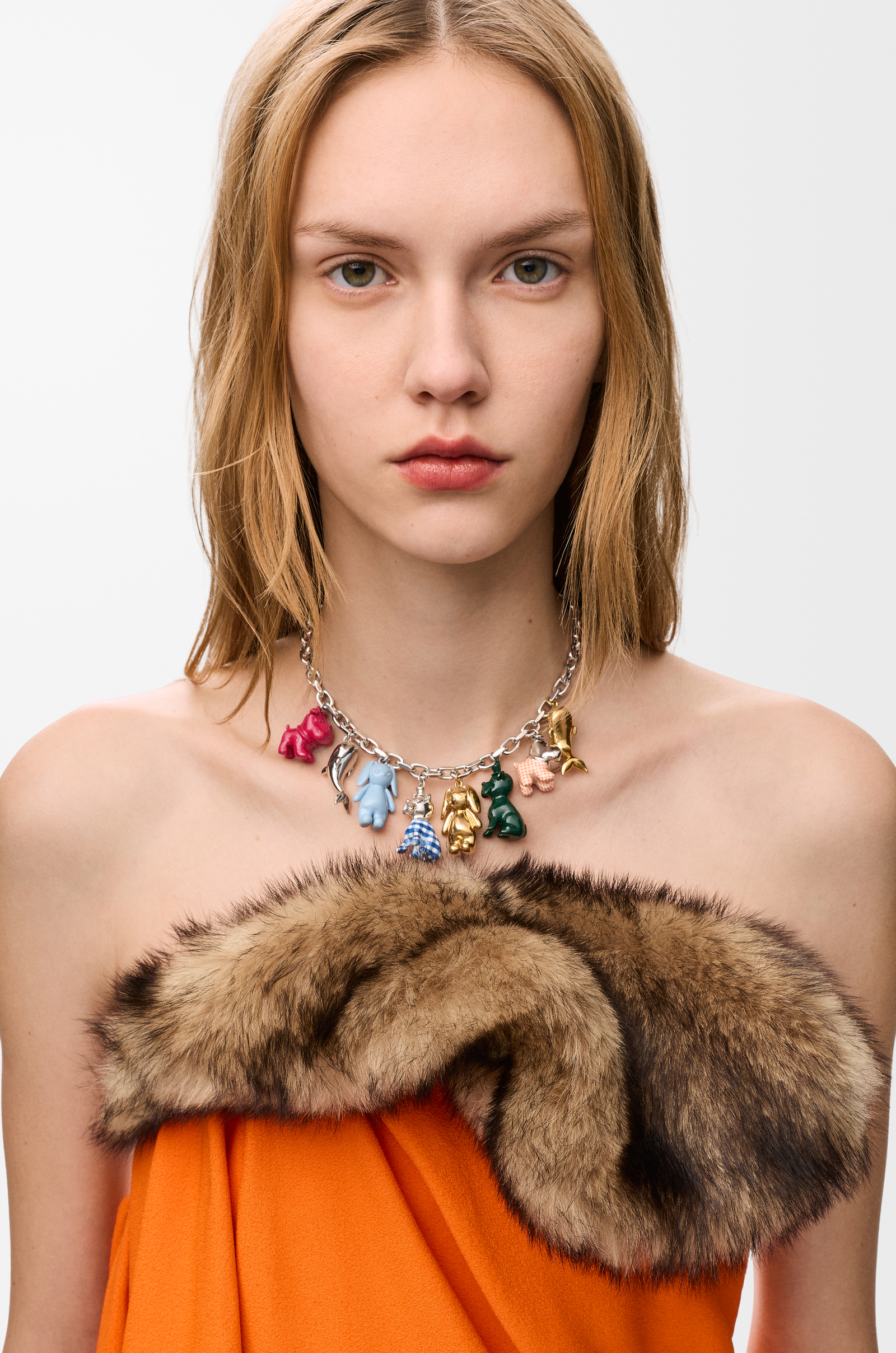 LOEWE Animals charm necklace in enamel Silver/Multicolor