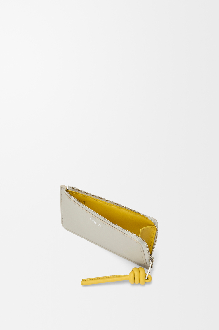 LOEWE Knot coin cardholder in shiny nappa calfskin Shell Grey/Dandelion