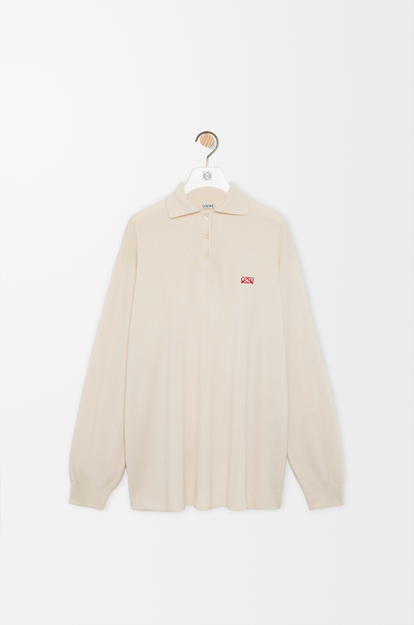 LOEWE Polo sweater in cashmere and silk blend White