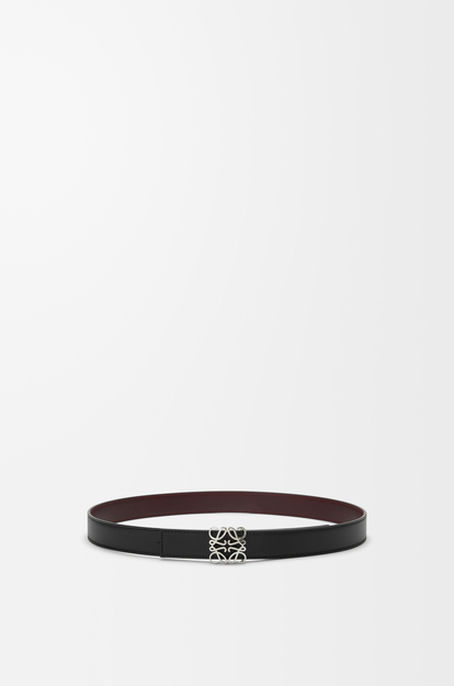 LOEWE Reversible Anagram Bombé belt in smooth calfskin Black/Burgundy