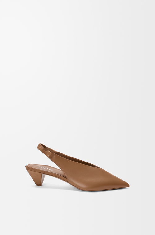 LOEWE Souliers slingback Origami Cubic en cuir d'agneau Moka
