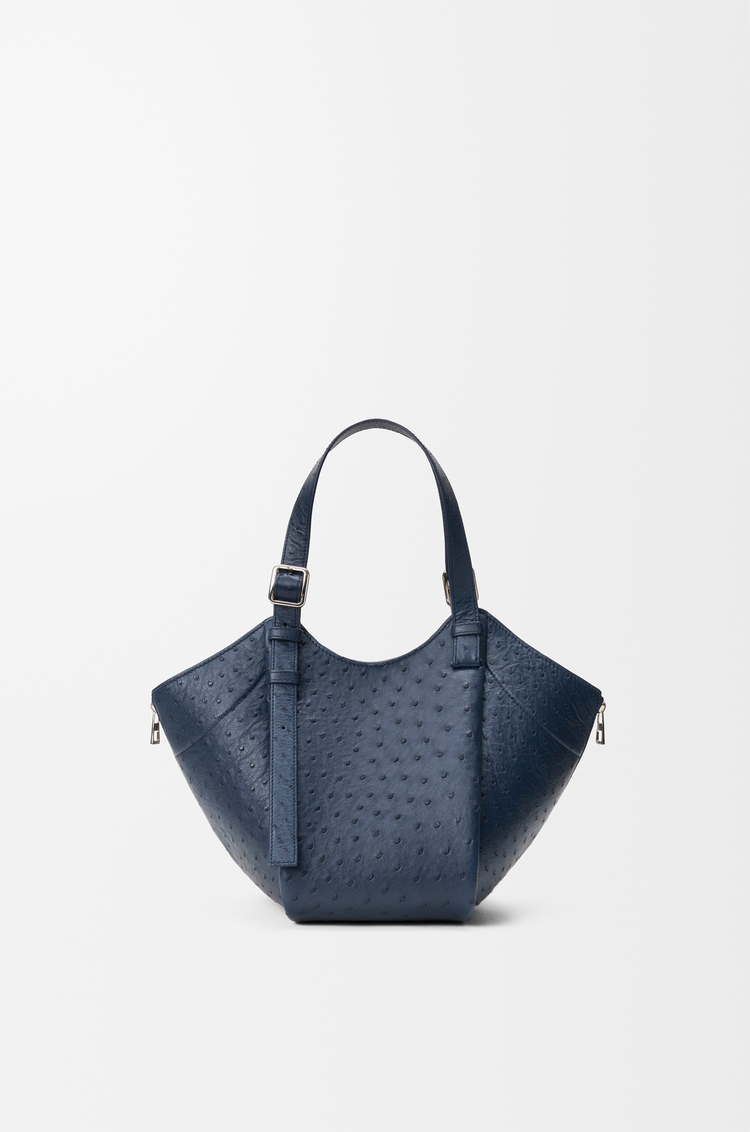LOEWE Medium Hammock Flip bag in ostrich Deep Navy