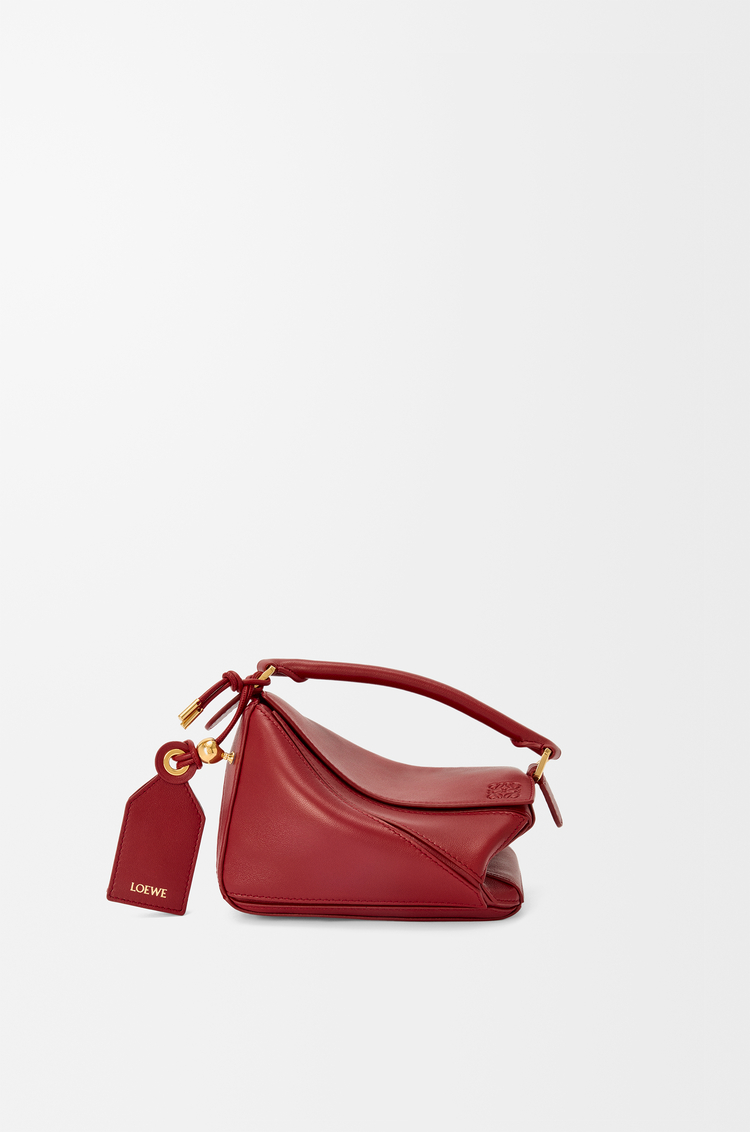 LOEWE Mini sac Featherlight Puzzle en cuir d'agneau nappa Rouge Brûlé