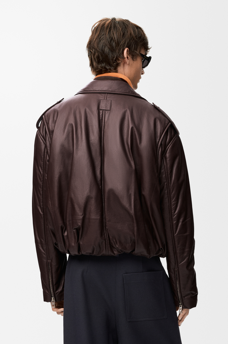 LOEWE Balloon biker jacket in nappa lambskin Dark Brown