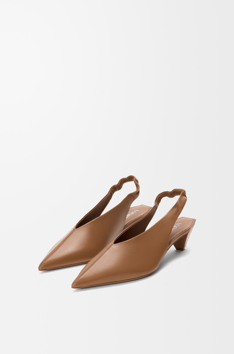 LOEWE Origami Cubic slingback in lambskin Mocha