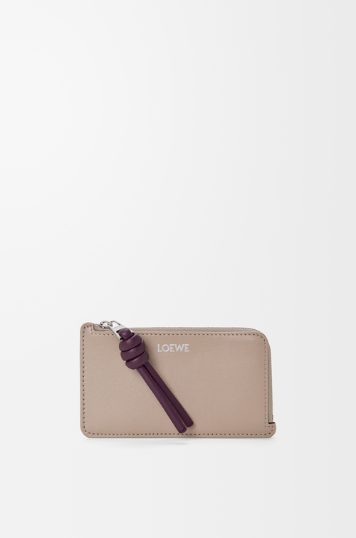 LOEWE Tarjetero-monedero Knot en piel napa de ternera brillante Arcilla/Ciruela