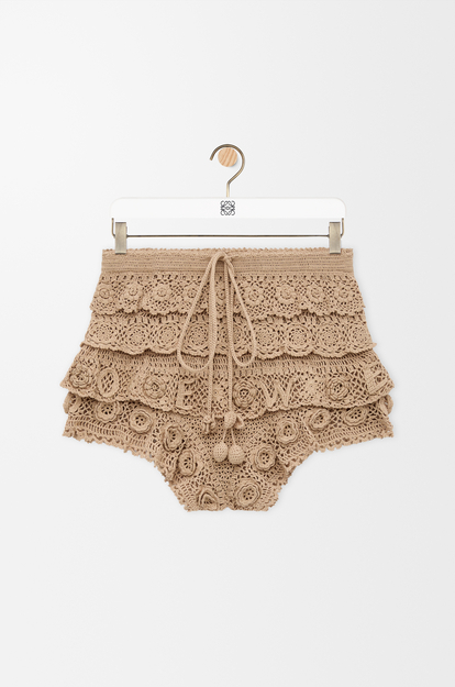 LOEWE Shorts in cotton crochet Beige