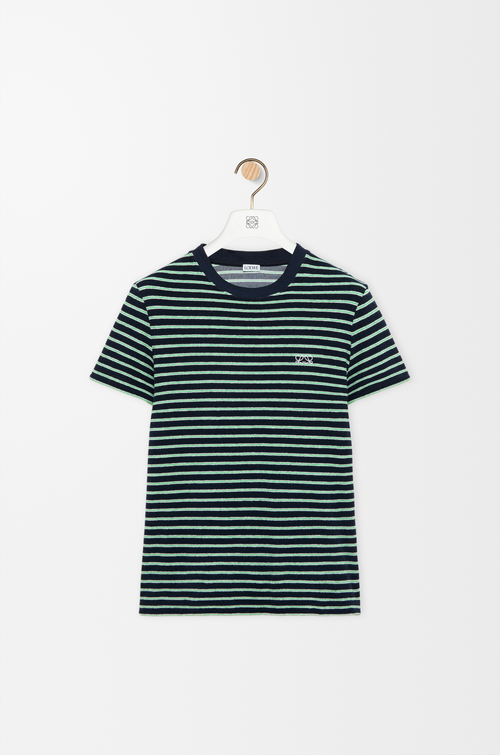 LOEWE Camiseta en mezcla de rizo de algodón Marino/Verde