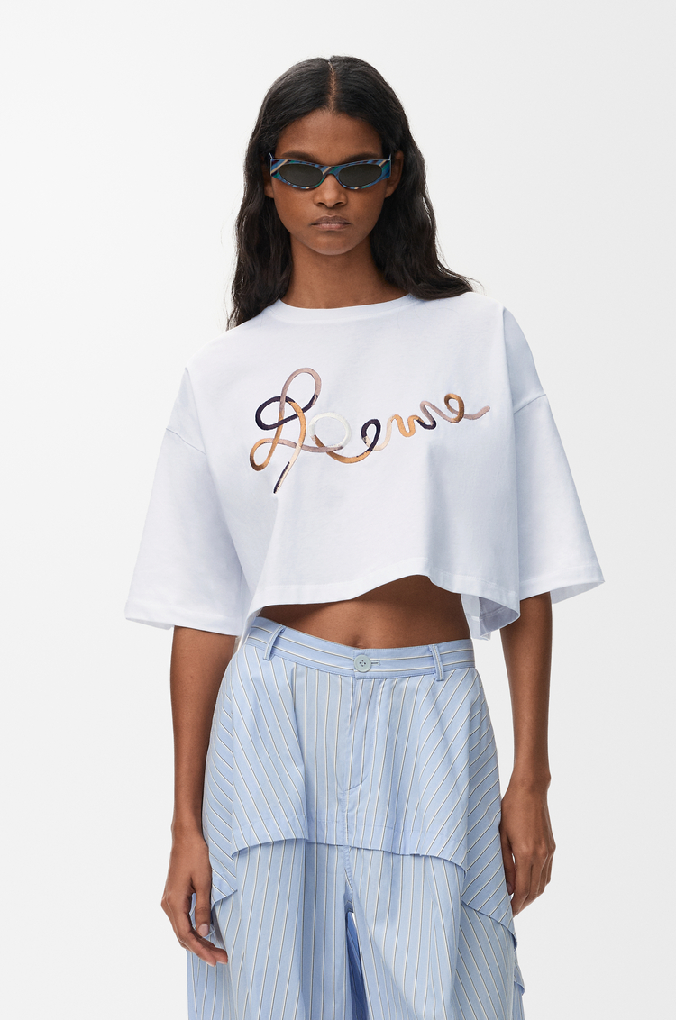 LOEWE Cropped fit T-shirt in cotton White