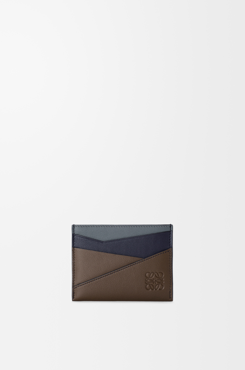 LOEWE Portacarte Puzzle semplice in pelle di vitello classica Blu Grigio/Blu Navy