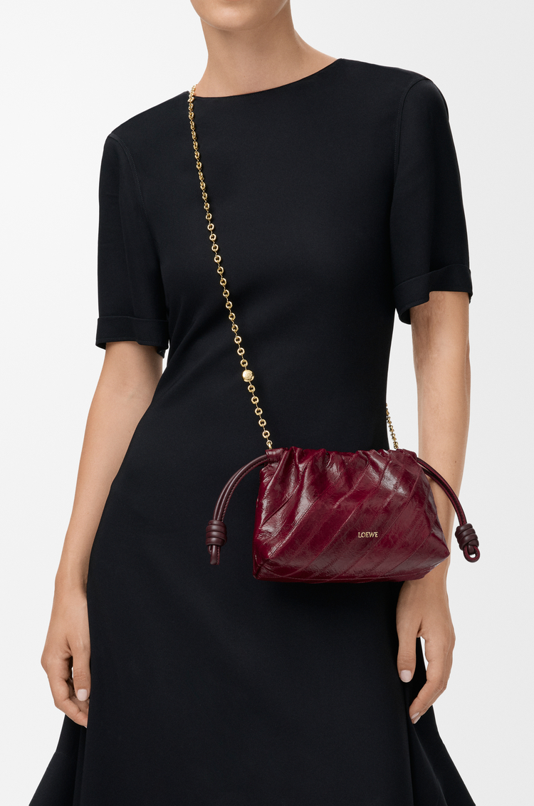 LOEWE Mini Flamenco Tasche aus Ingerleder Burgunderrot