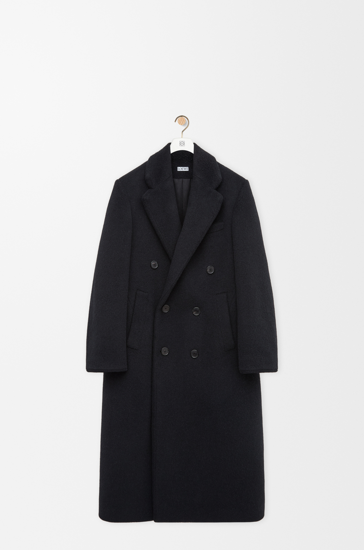 LOEWE Manteau croisé en laine mélangée Noir