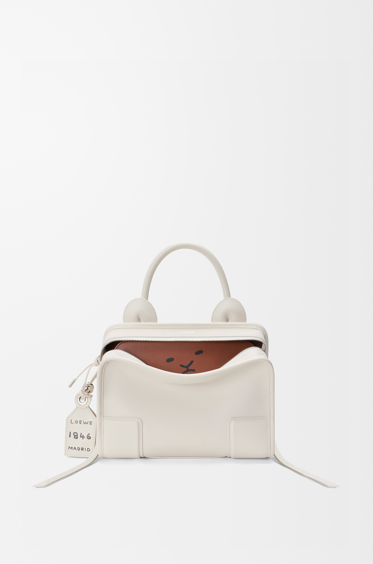 LOEWE Petit sac Lion Intarsio Amazona 180 en cuir de veau Blanc Doux