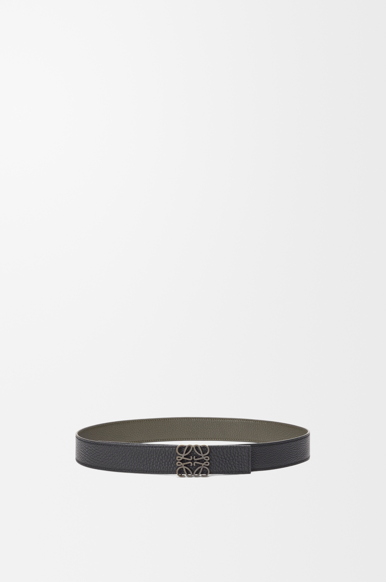 LOEWE Reversible Anagram belt in supple grained calfskin Dark Khaki/Black/Dark Pal