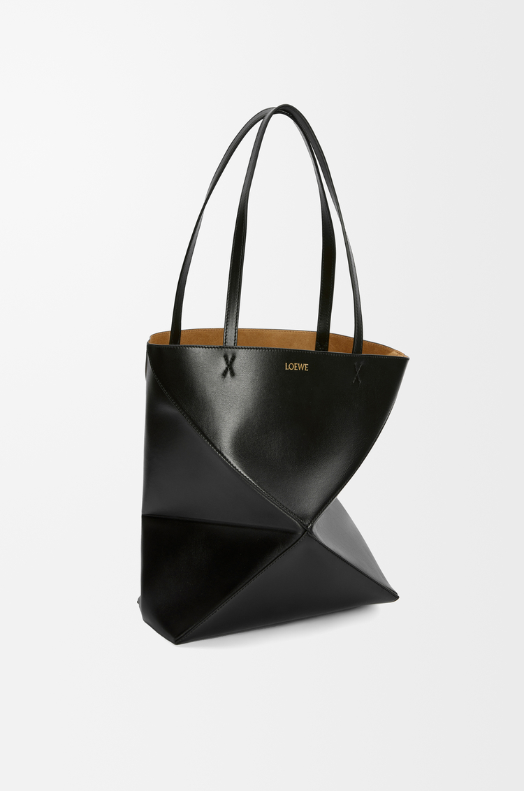 LOEWE Bolso Puzzle Fold tote mediano en piel de ternera brillante Negro