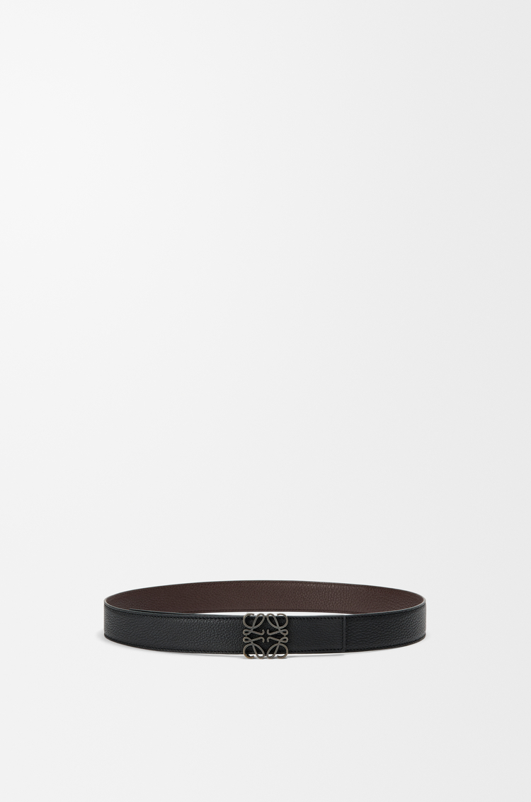 LOEWE Reversible Anagram belt in supple grained calfskin Black/Chocolate/Dark Pal