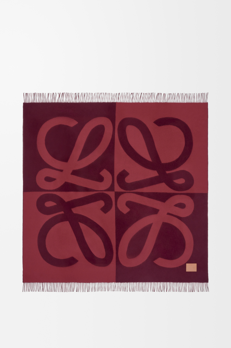 LOEWE Coperta in lana e cashmere Bordeaux/Mogano