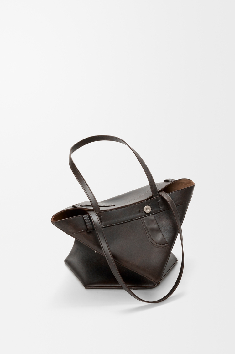 LOEWE Borsa Puzzle Fold Panta Tote media in pelle di vitello lucida Marrone Vintage