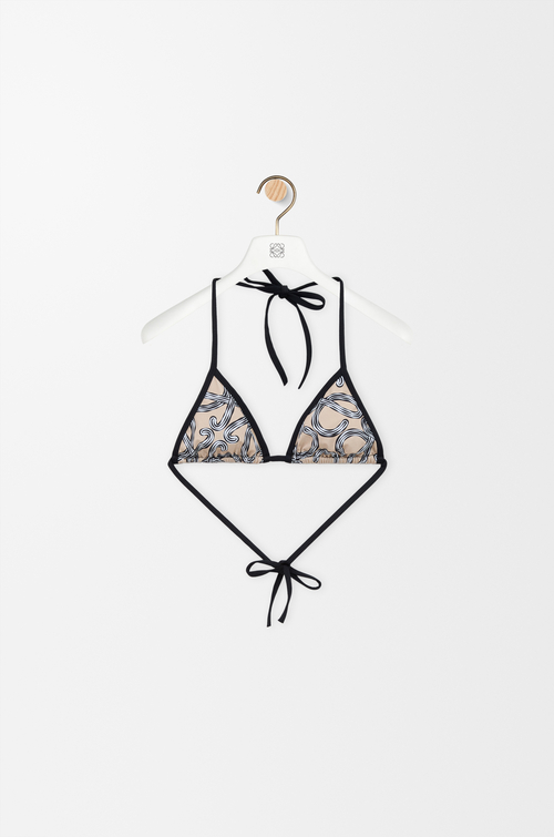 LOEWE Top de bikini en tejido técnico Beige/Negro